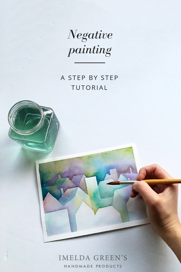 Negative painting - city illustration - a step by step watercolor tutorial