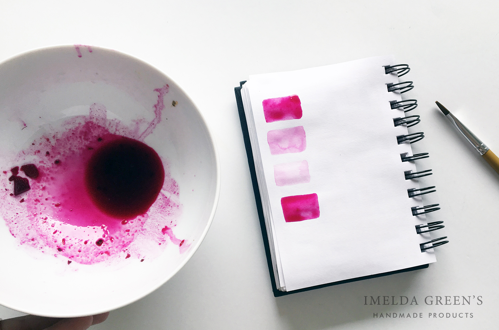 Natural watercolor paint: wine and beetroot